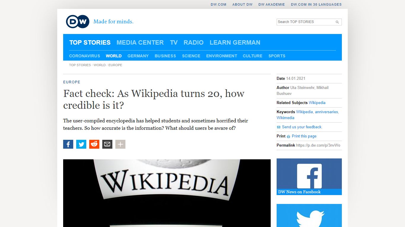 Fact check: As Wikipedia turns 20, how credible is it?