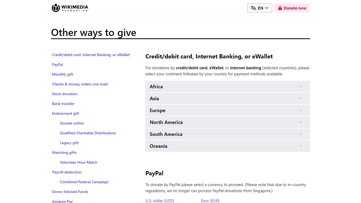 Other ways to give - Wikimedia Foundation