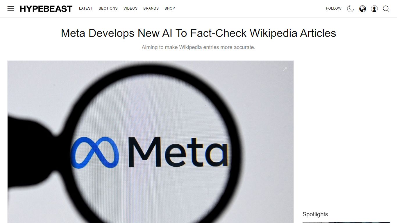 Meta’s New AI Fact-Checks Wikipedia Articles | HYPEBEAST